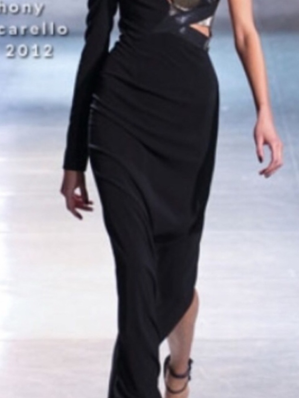 Black Cutout Pencil Dress with Metallic gold Bust - Picture 5 of 7